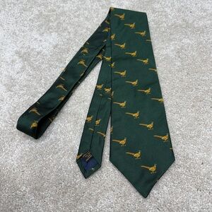 Cravats of London Silk Necktie Tie Men's 3.75" x 57" Pheasants green England